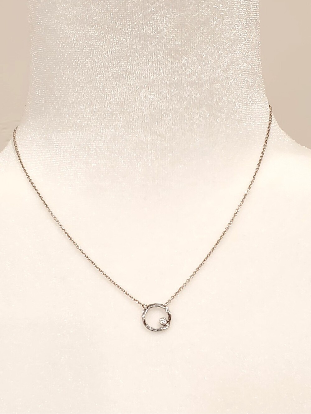 Silpada 925 Orbiting Textured Moon With Bezel Cz Diamond Necklace 16" EUC